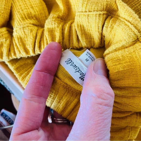 Madewell Yellow Tie Front Top - Picture 5 of 9
